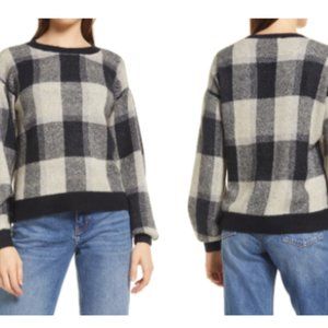 Aqua Cashmere Plaid Sweater M